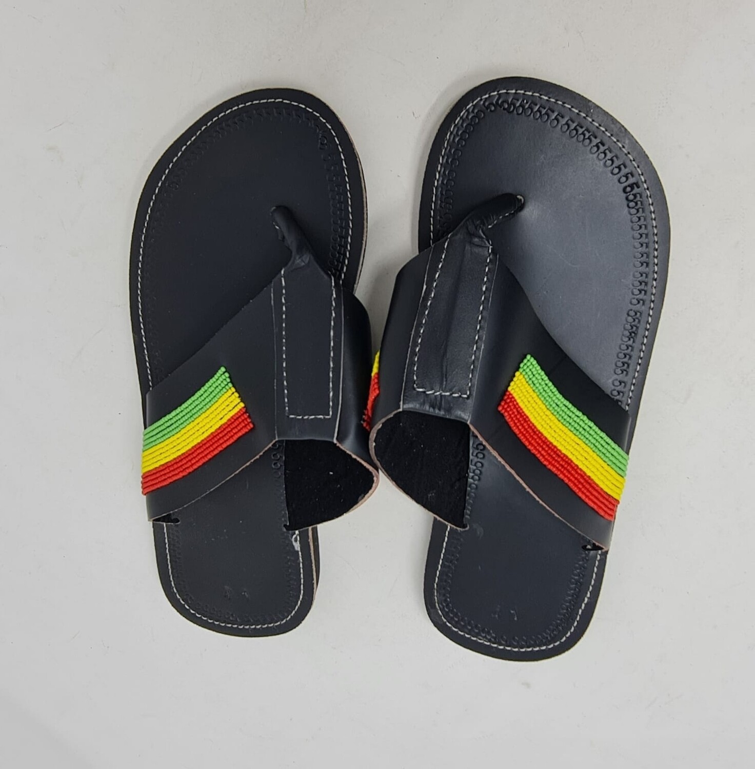 Handmade Mens Beaded Leather Sandals - Kitia