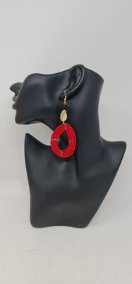Handmade African cowrie shells and zulu beads earrings -  Baja
