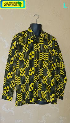 African Design Men Longsleeve Shirt - Size Large