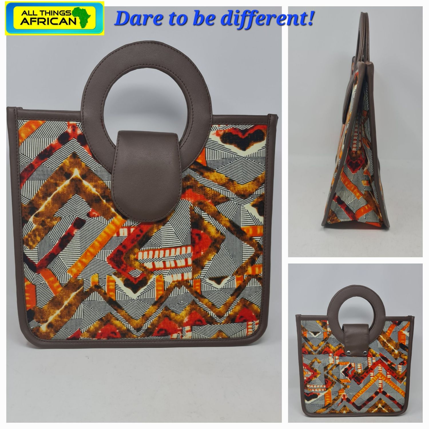 Mai Collection - Chitenge Mix Hand Bag - Brown