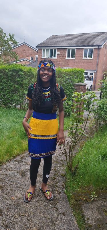 Traditional Zulu Skirts- length 56cm. Yellow and blue