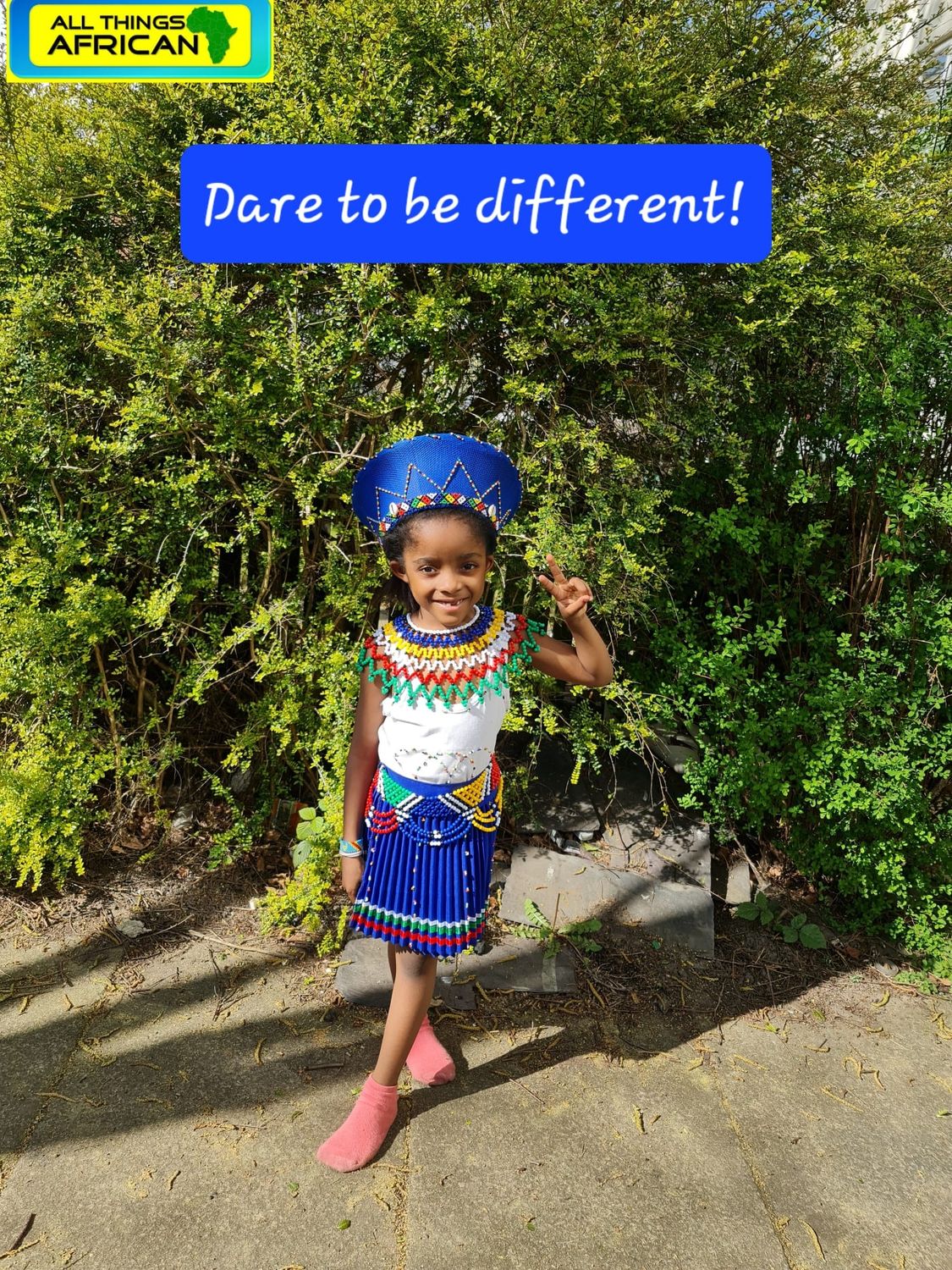 Traditional Zulu Skirt- Blue- Wrapper round- length 35cm