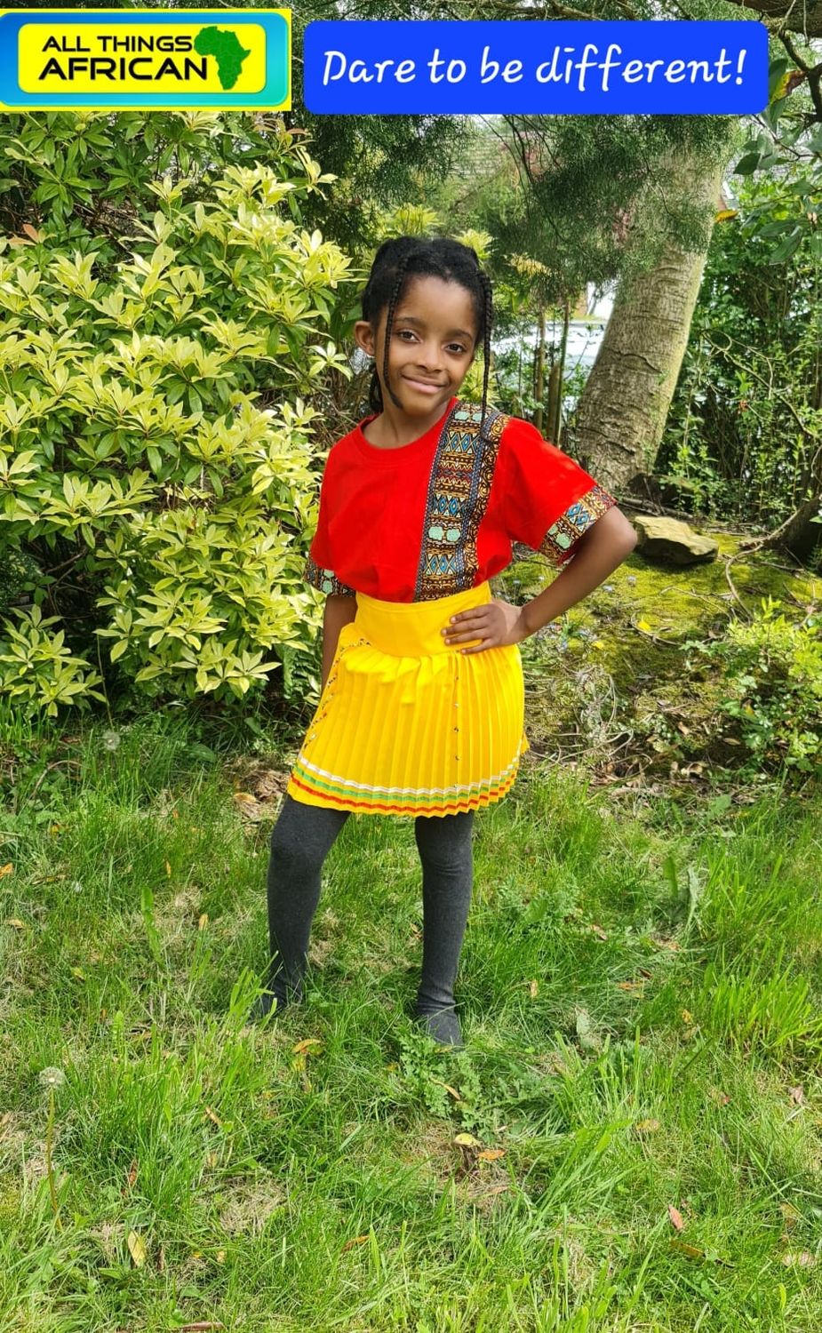 Traditional Zulu Skirt- Yellow- Wrapper round- length 34cm