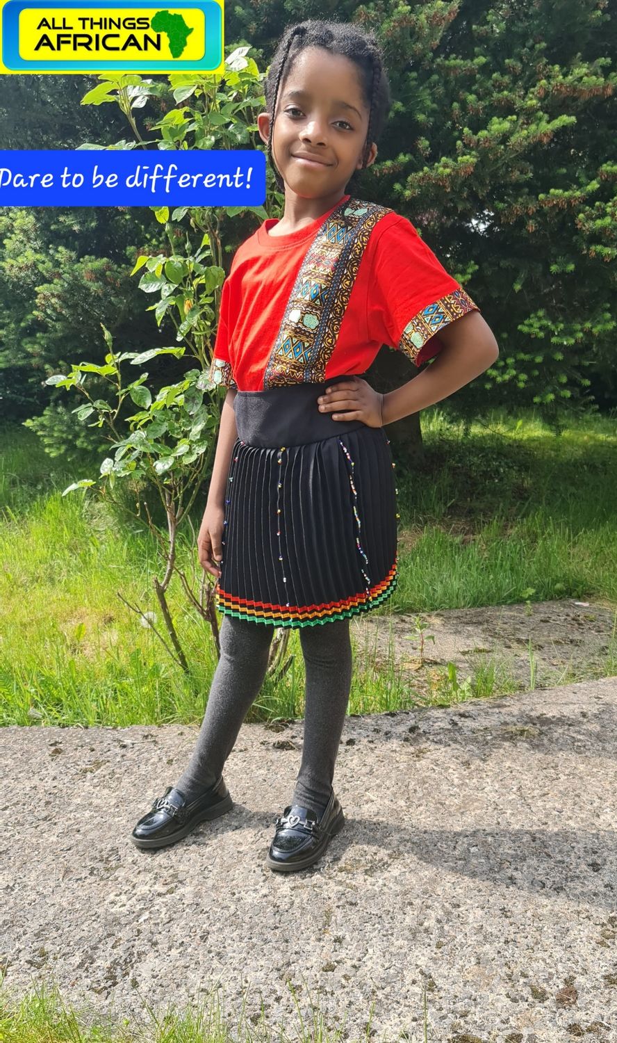 Traditional Zulu Skirt- Black- Wrapper round- length 35cm