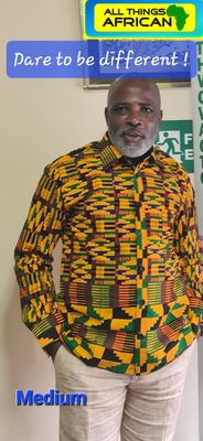 African Print Shirt- Kente - Medium