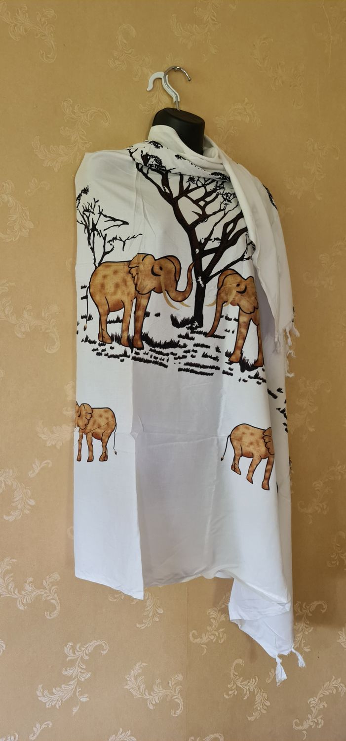 Tembo White  Sarong Wrap Bikini Wrap Swimsuit Cover Beachwear Cover Up