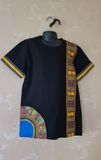 African Print T-Shirt - Small size Black Mix - Bomani