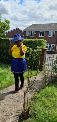 Traditional Zulu Skirt - length 42cm. Blue - Sakise