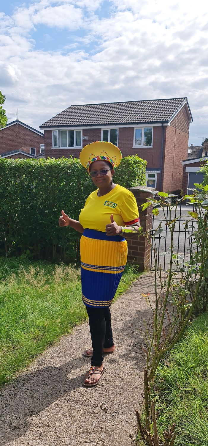 Traditional Zulu Skirts- length 56cm. Yellow and blue