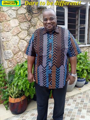 African Print Short Sleeve Button Up - Available size XL 2XL and 3XL - Mukari