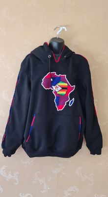 Map of Africa Hoodie with Mix with Zim Colours - size  L/XL - Natishe