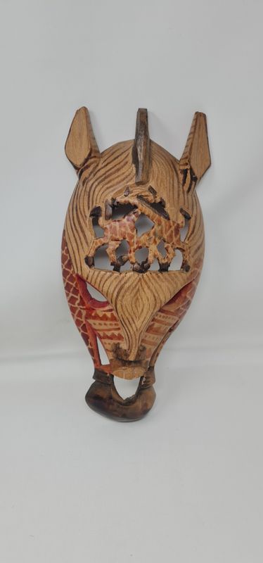 Handcrafted Giraffe Wooden  Masks 16&quot; X 9&quot;