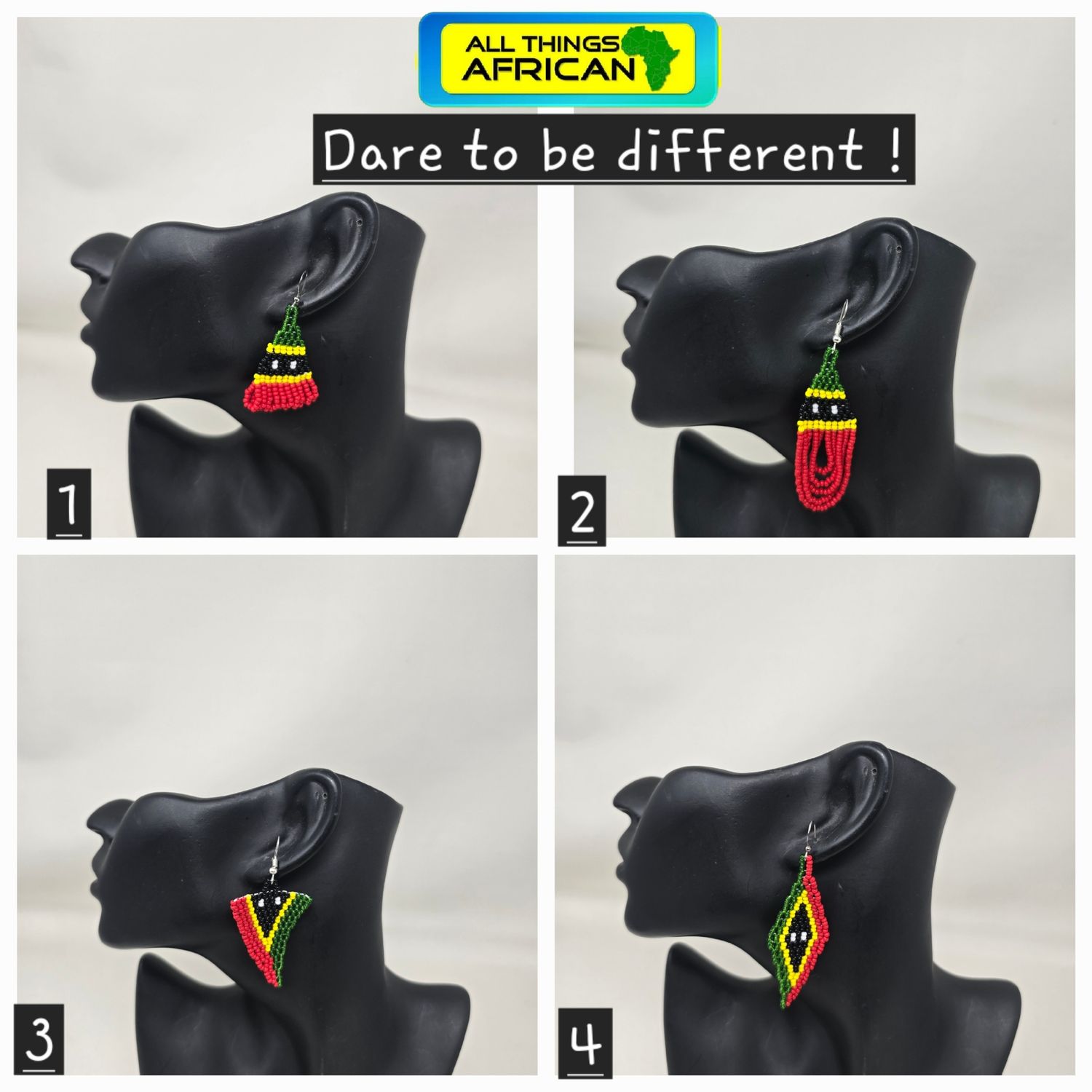 Handbeaded Earrings Saint Kitts and Nevis Flag collection