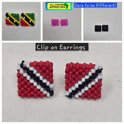 Beaded Handmade Clip-On Earrings - 1.5cm