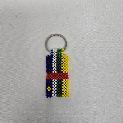 Hand Beaded Keyring - Central African Republic (CAR) flag colours