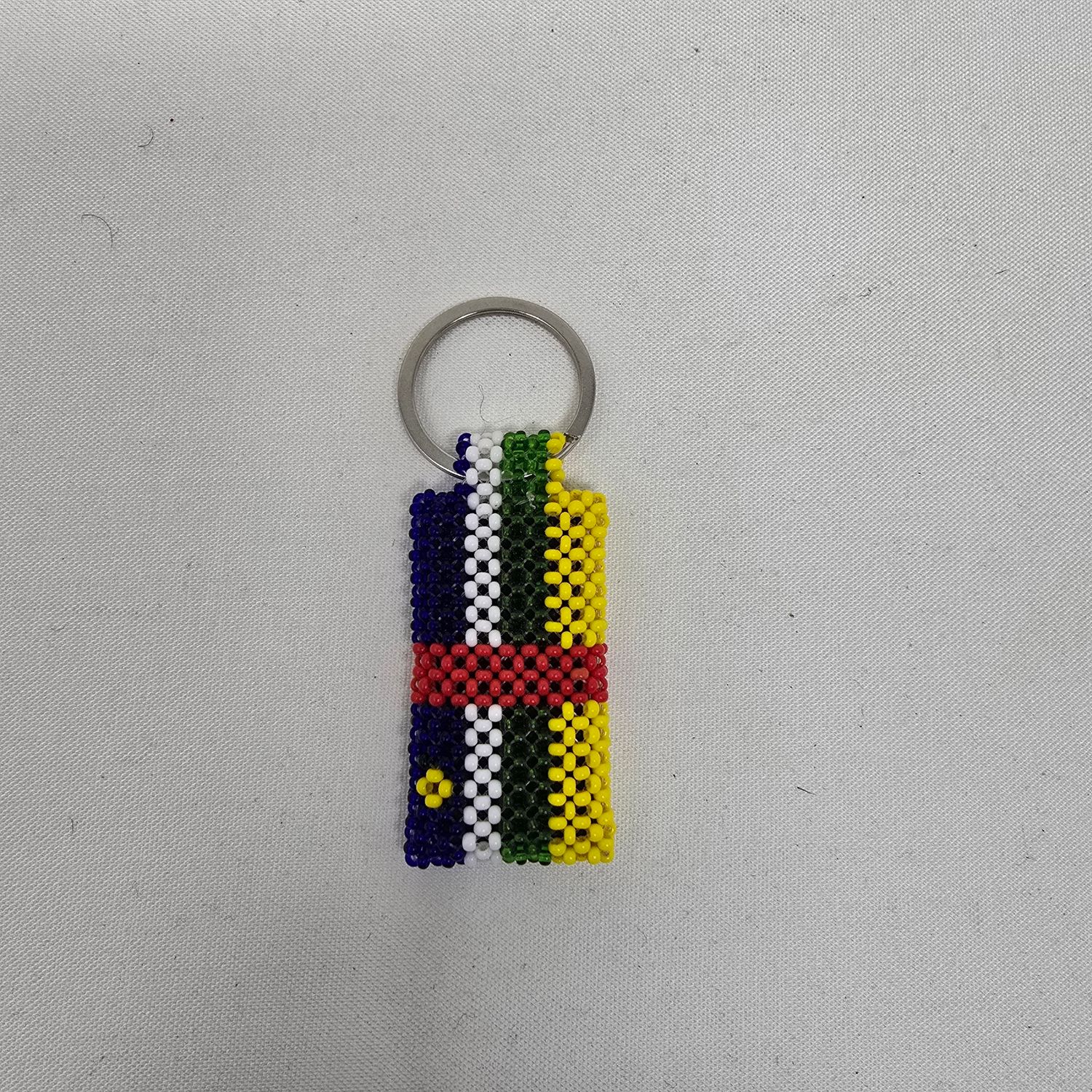 Hand Beaded Keyring - Central African Republic (CAR) flag colours