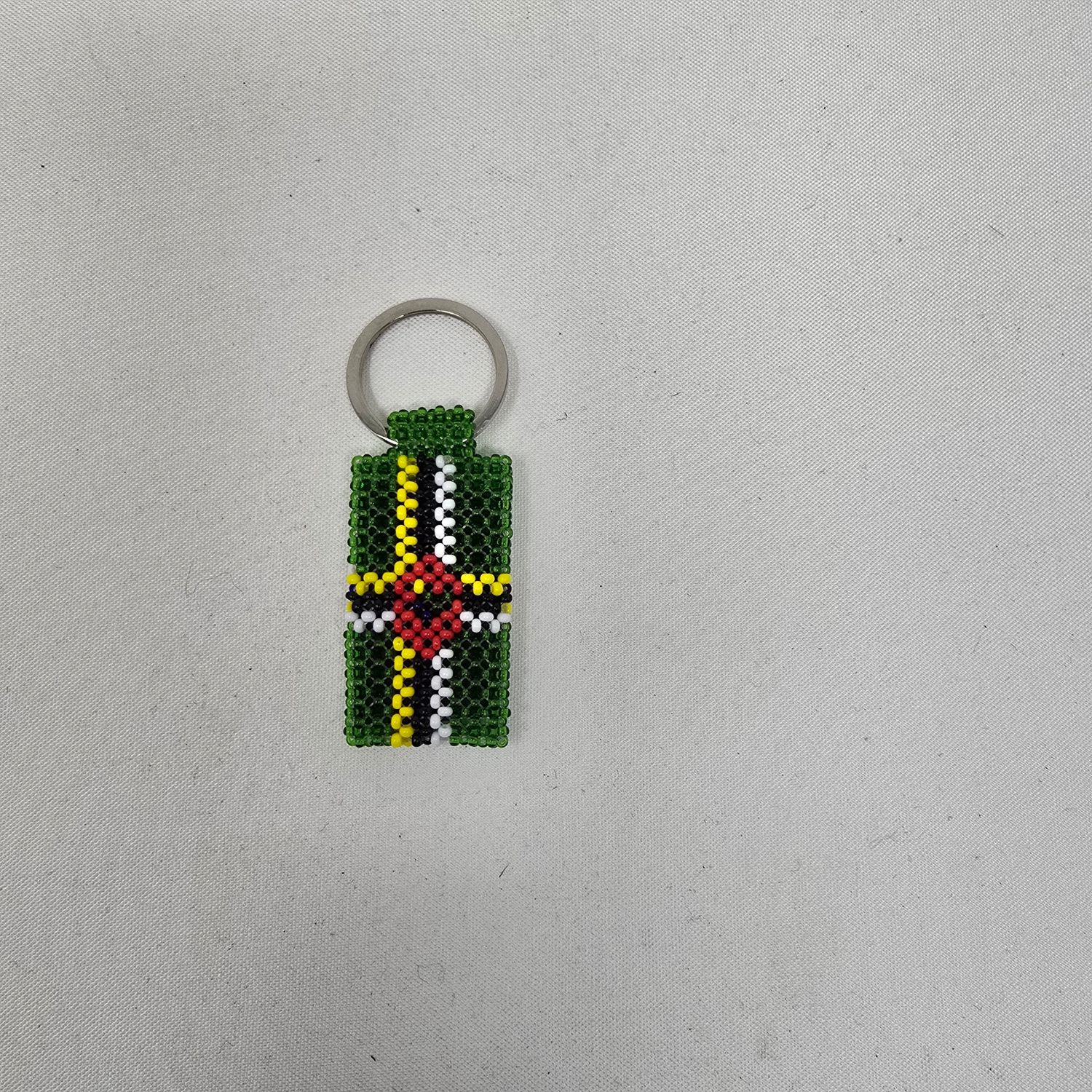 Hand Beaded Keyring -  Dominica flag colours
