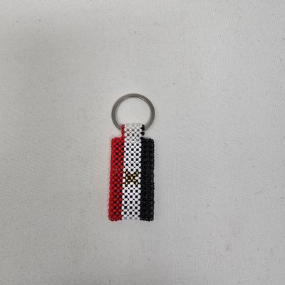 Hand Beaded Keyring -  Egypt flag colours