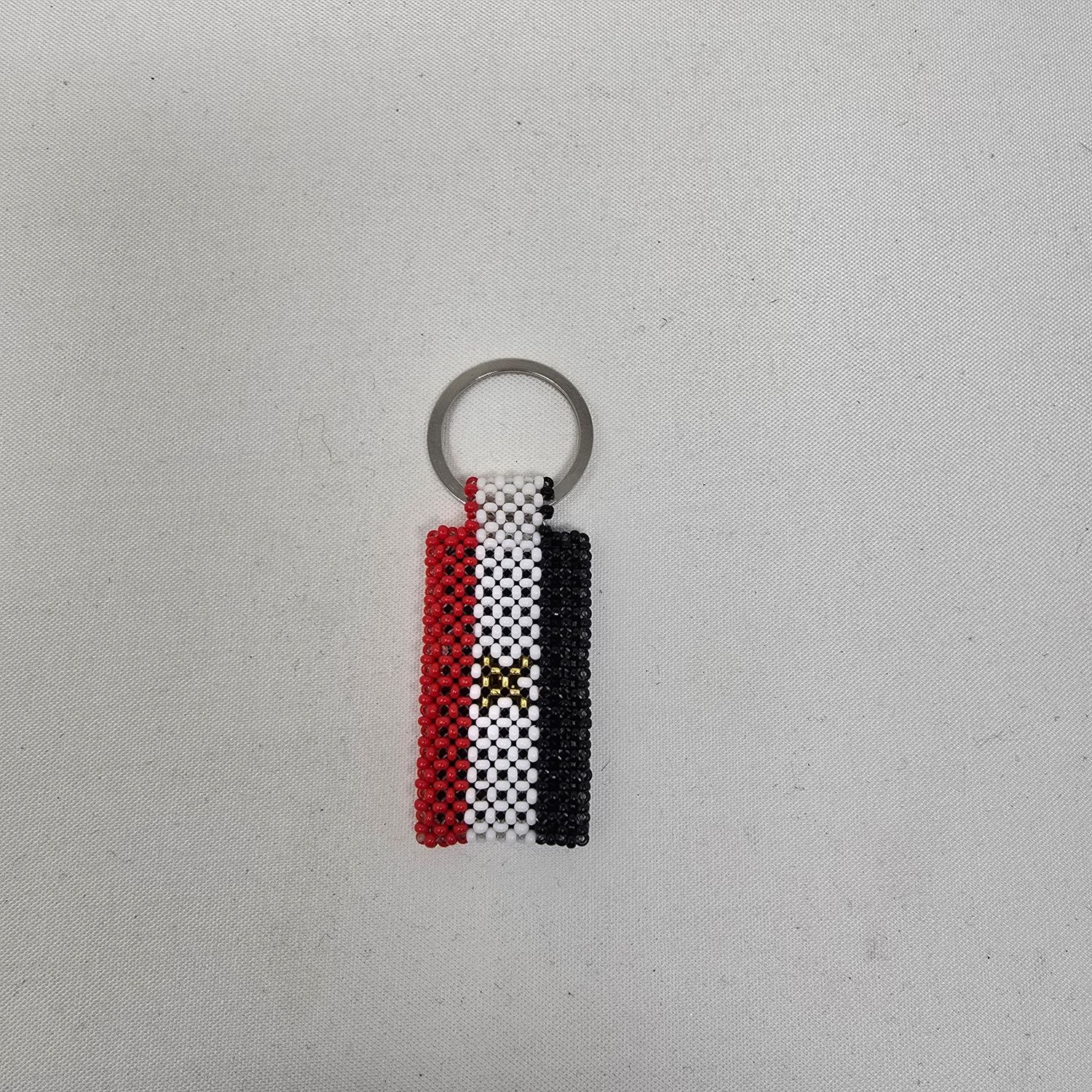 Hand Beaded Keyring -  Egypt flag colours