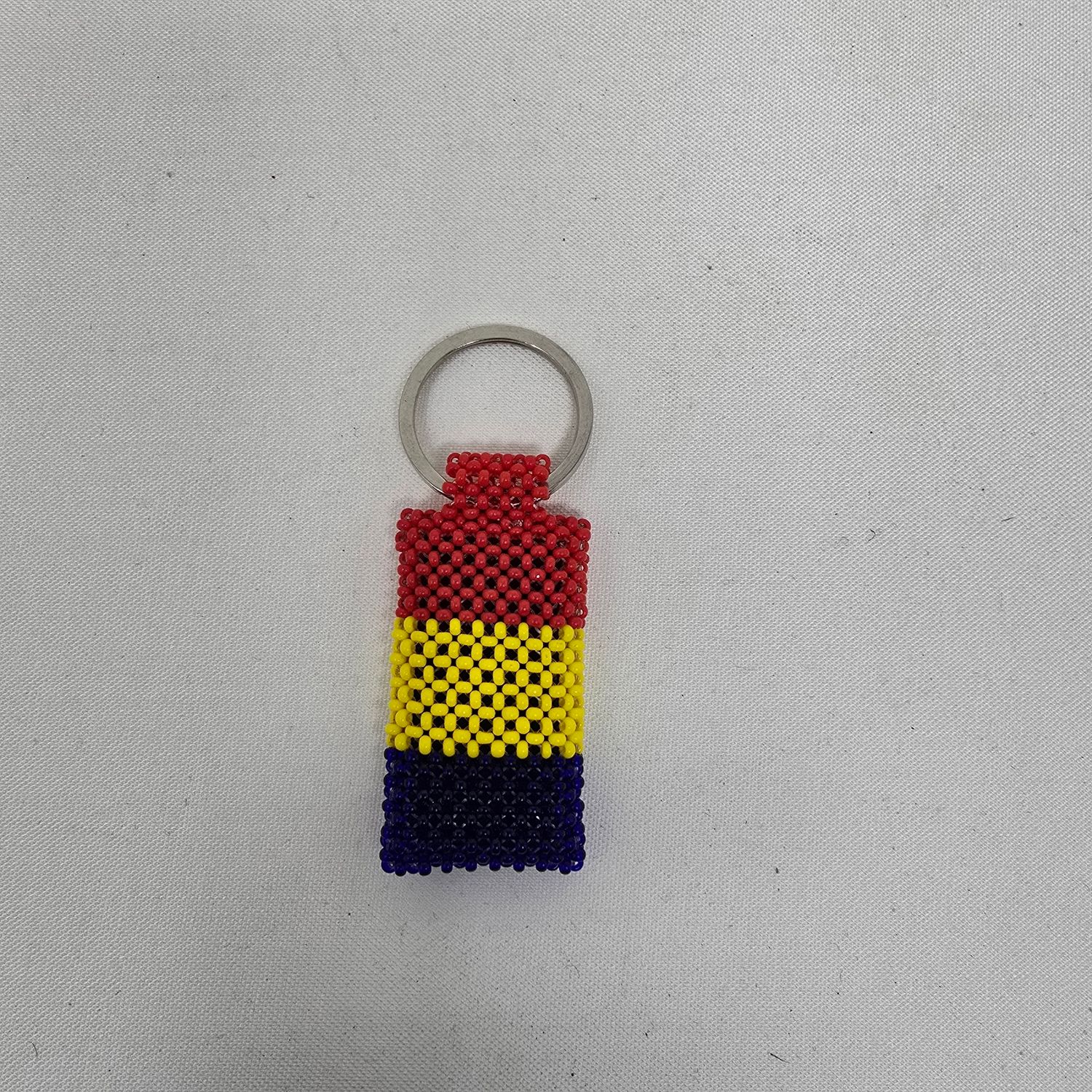 Hand Beaded Keyring Chad flag colours