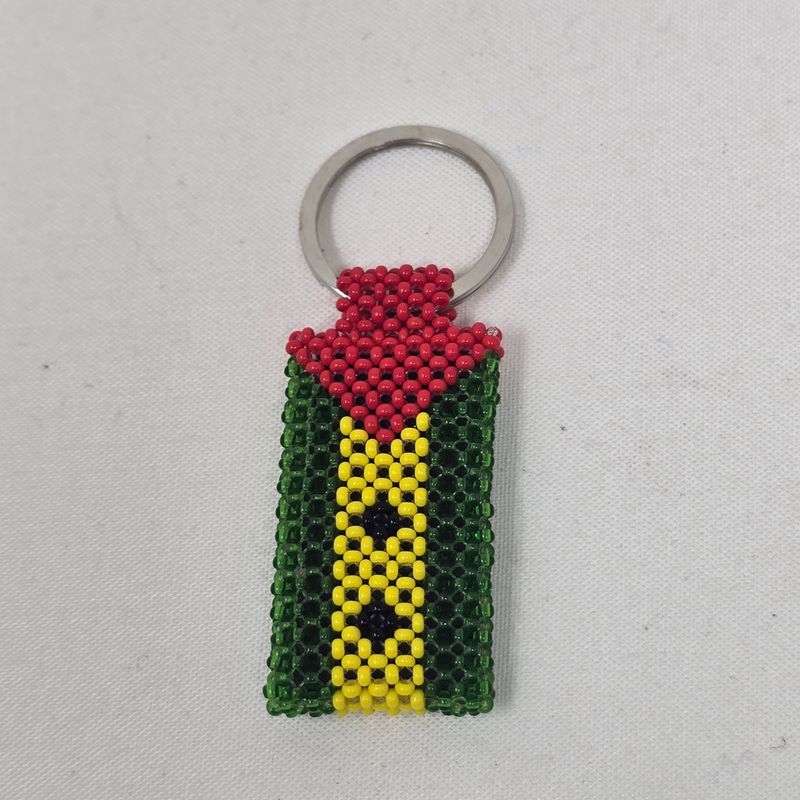 Hand Beaded Keyring -  Sao Tome and Principe flag colours