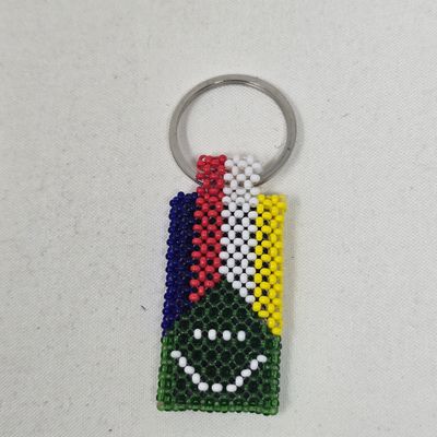 Hand Beaded Keyring -  Comoros flag colours