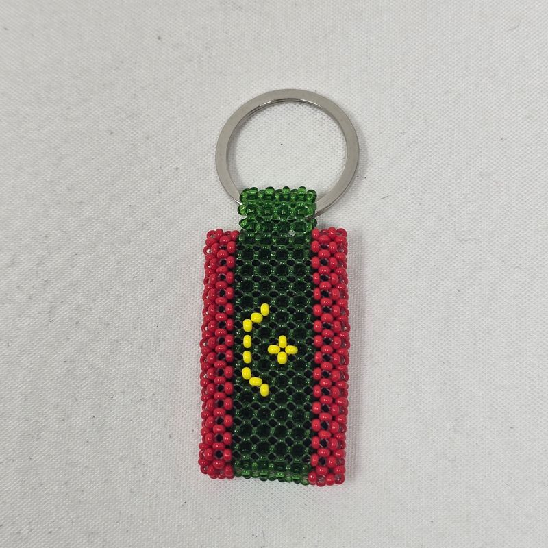 Hand Beaded Keyring -  Mauritania flag colours