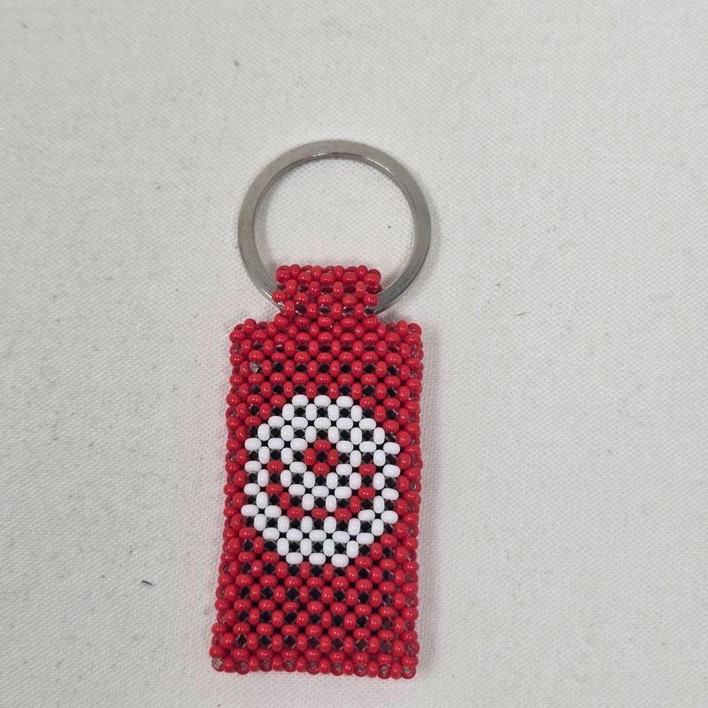 Hand Beaded Keyring - Tunisia flag colours