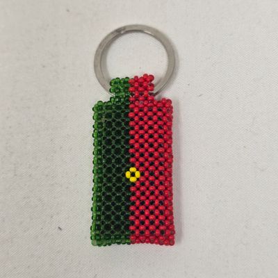 Hand Beaded Keyring -  Burkina Faso flag colours