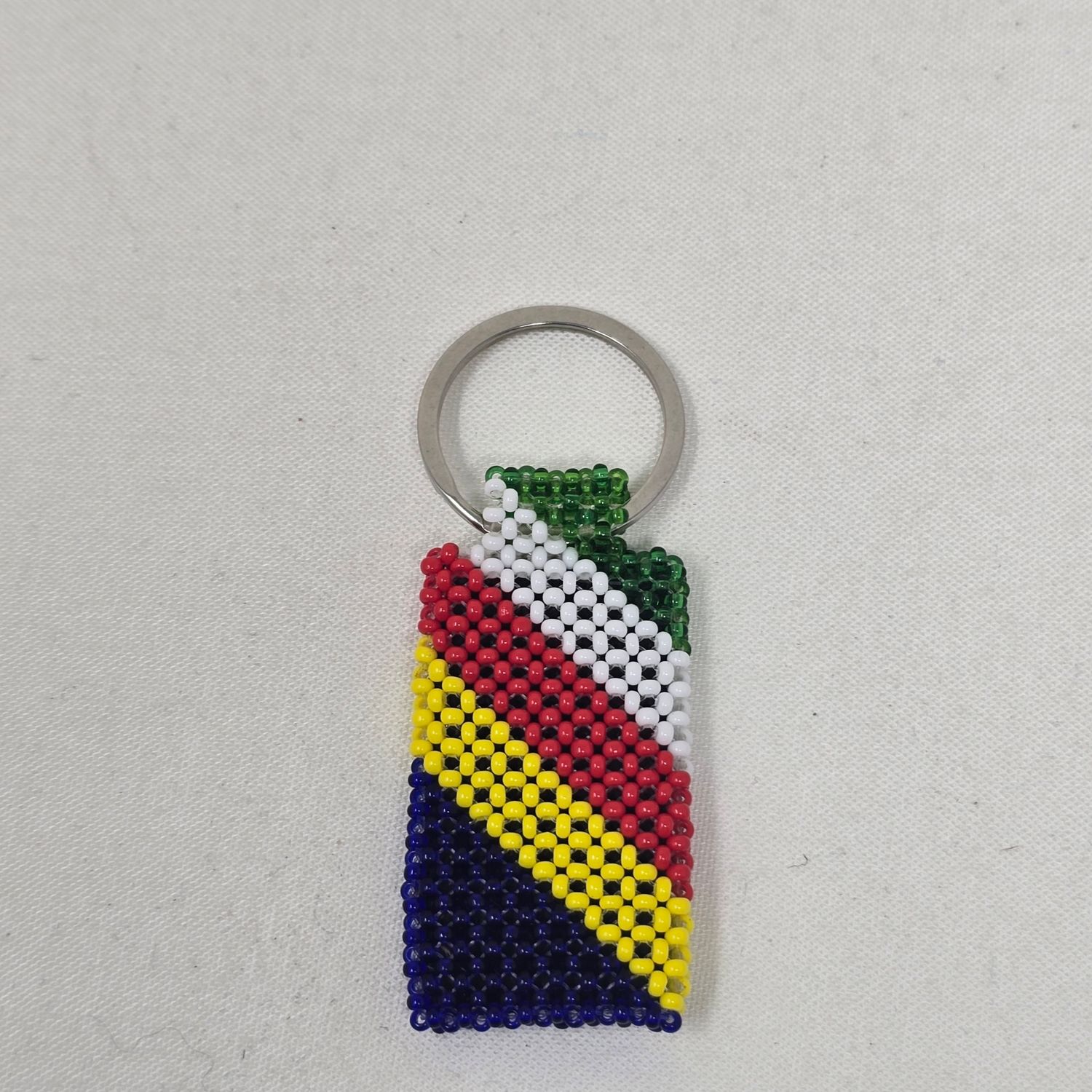 Hand Beaded Keyring -  Seychelles flag colours