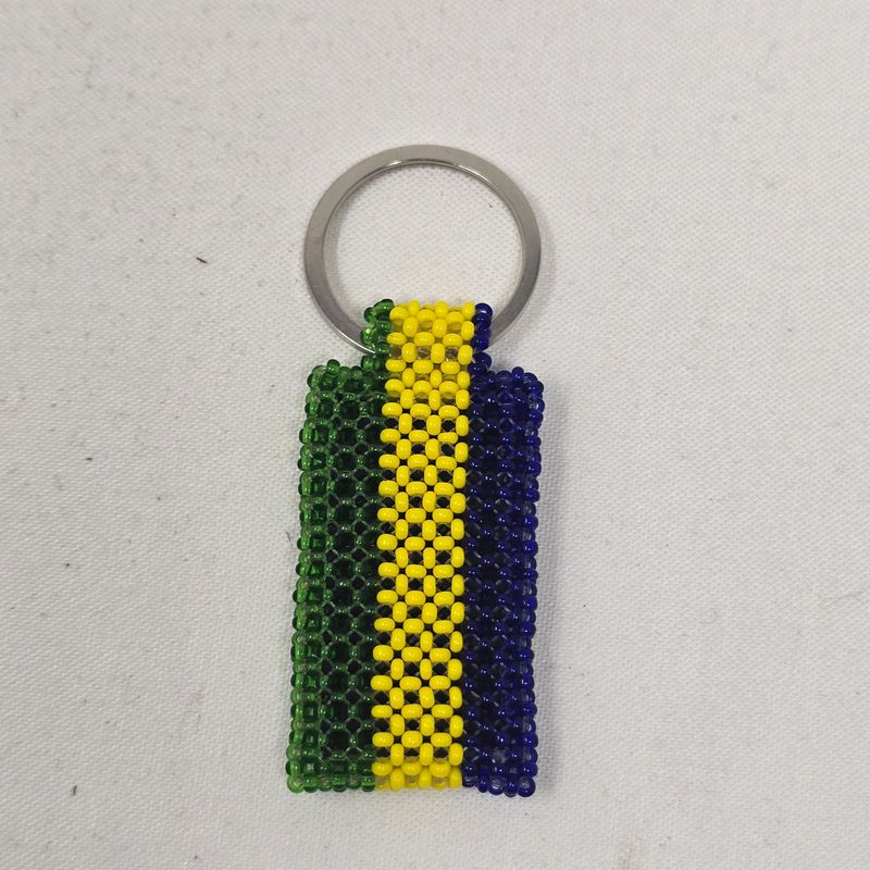 Hand Beaded Keyring -  Gabon flag colours