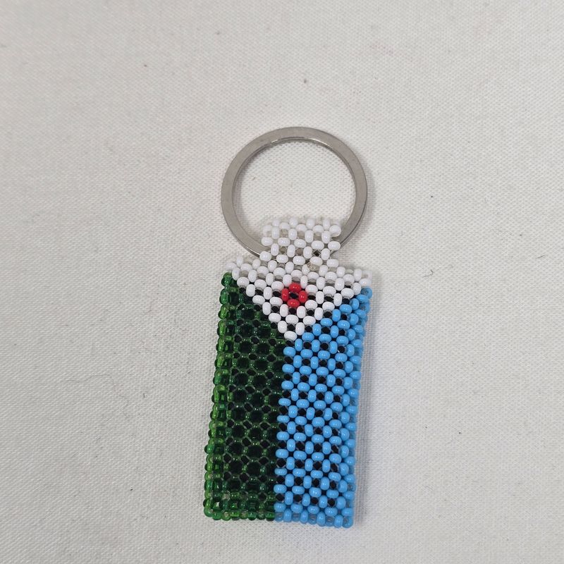 Hand Beaded Keyring - Djibouti flag colours