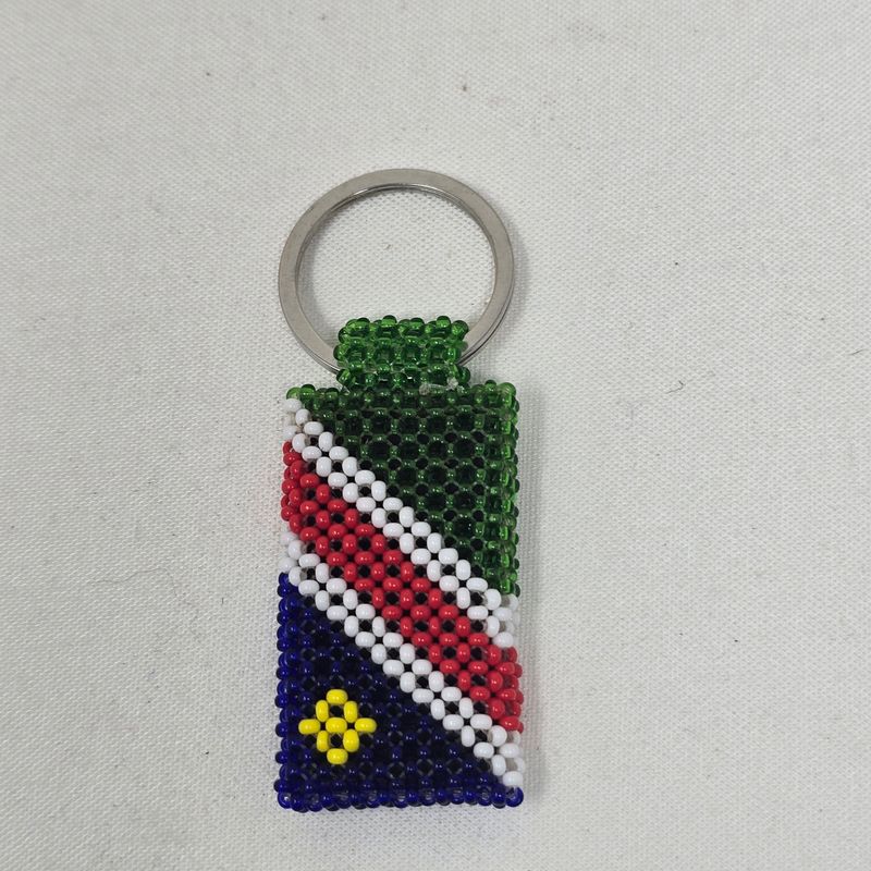 Hand Beaded Keyring - Namibia flag colours