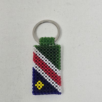 Hand Beaded Keyring - Namibia flag colours