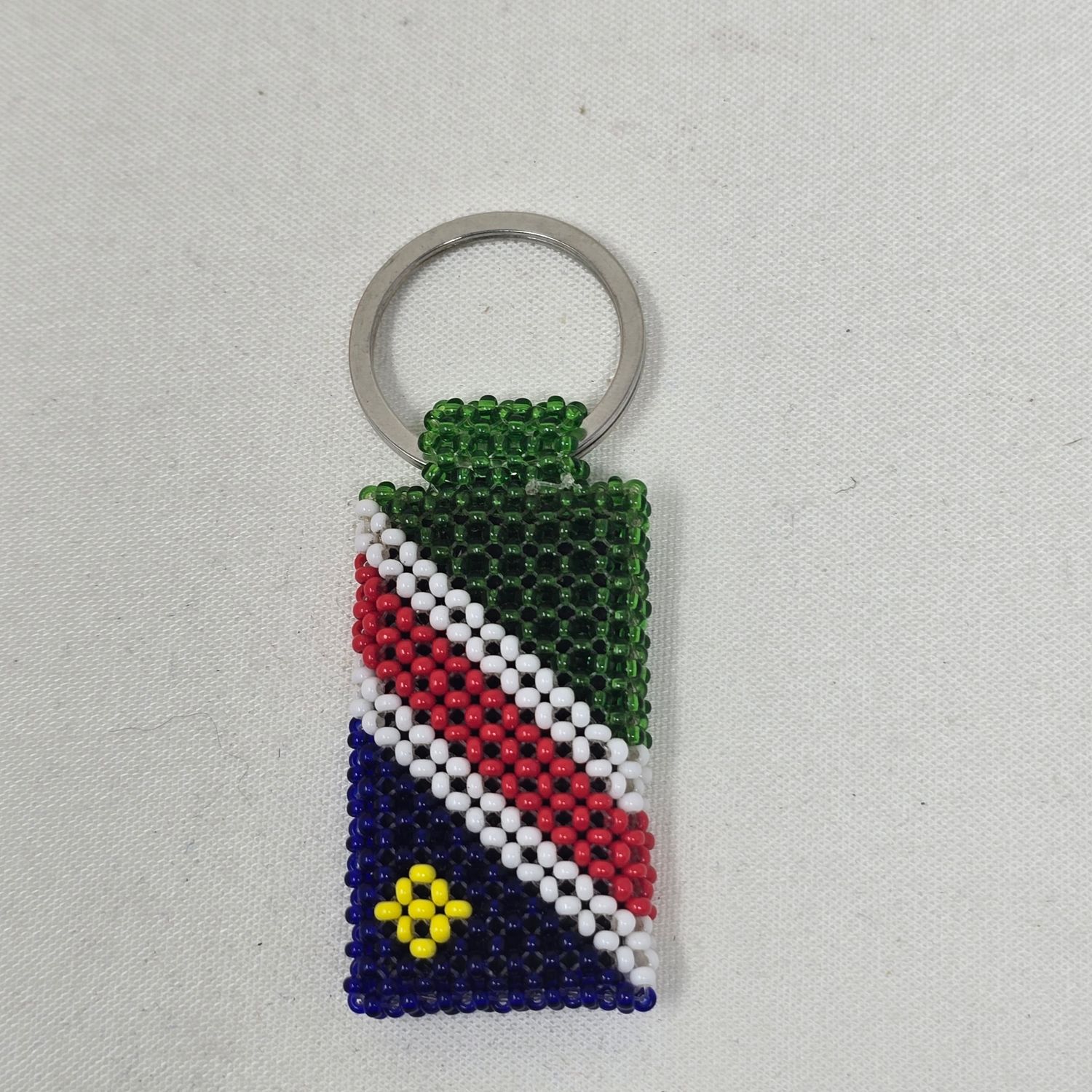 Hand Beaded Keyring - Namibia flag colours