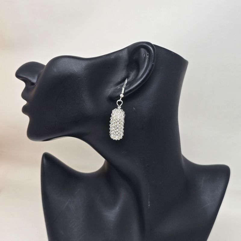 Unique Handmade Earrings - silver beads-  Hidaya