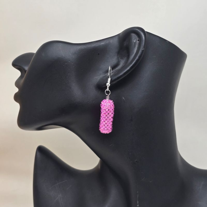 Unique Handmade Earrings - Pink beads-  Yada