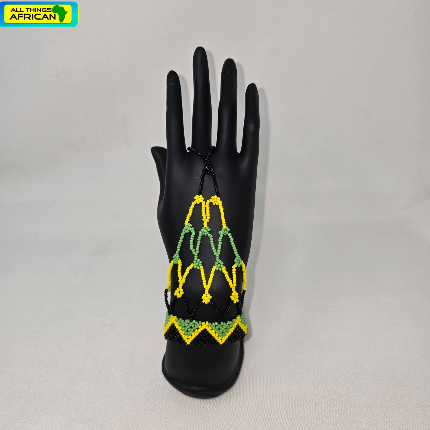Beaded Hand Gloves Jamaica colours - Medium size -  Kadija