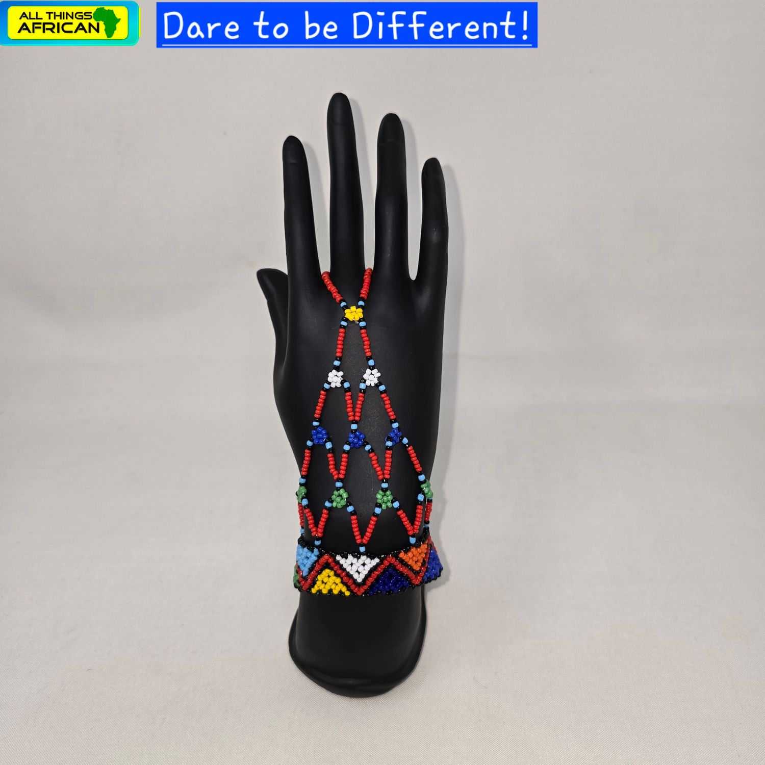 Beaded Hand Gloves Red mix - Medium/Large size -  Aafya