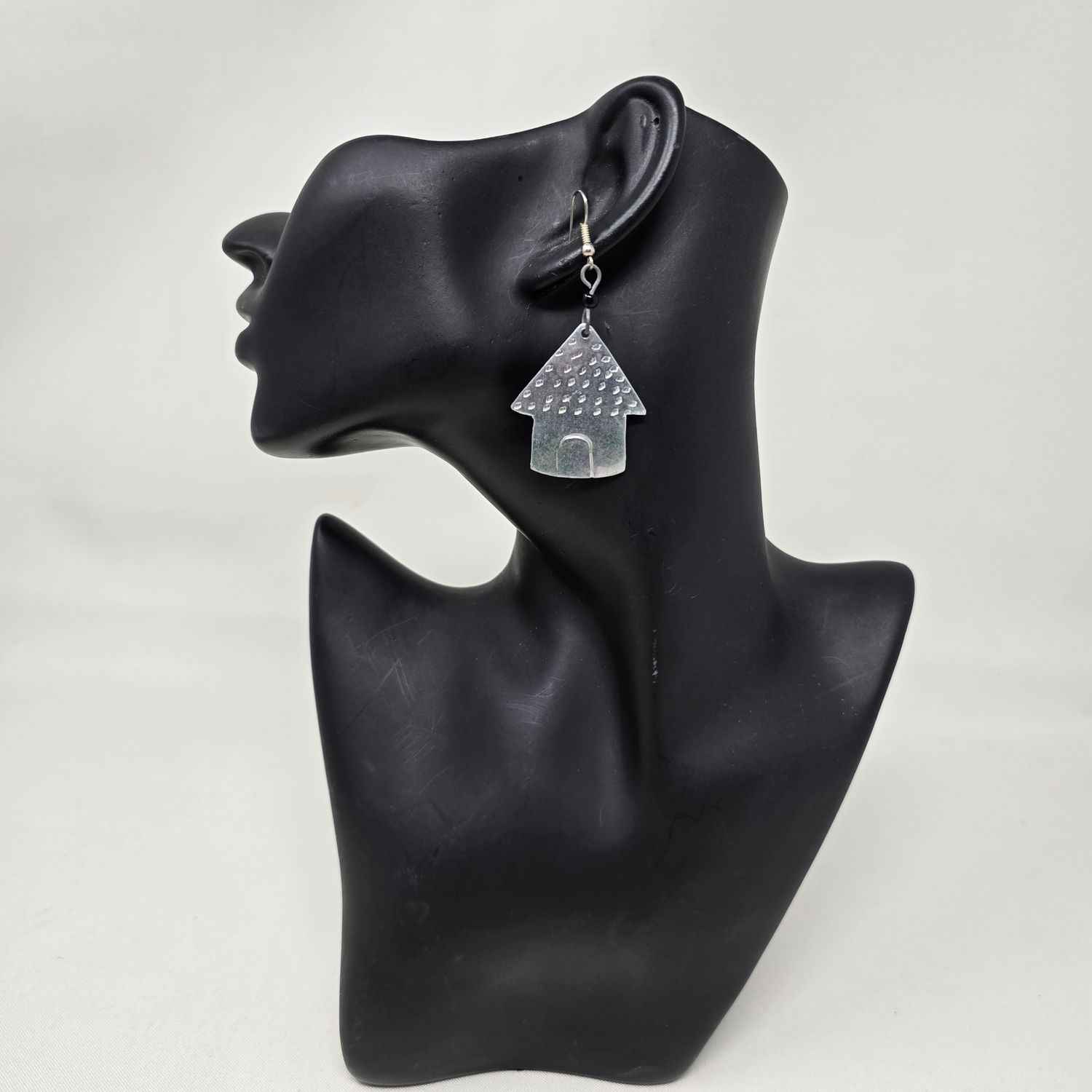 Nyumba Tin 3D Earrings - Silver 5cm