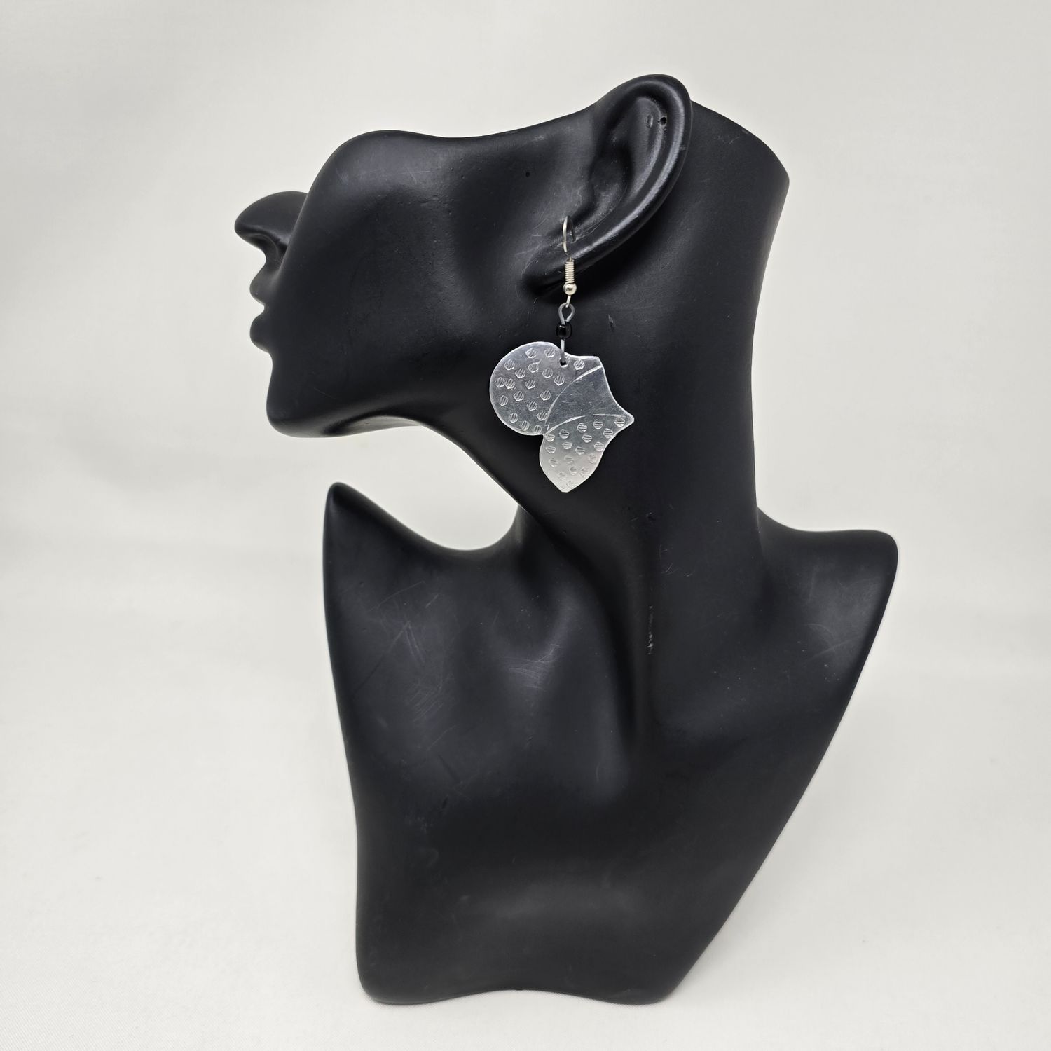 Tin African Map 3D Earrings - Silver 3cm