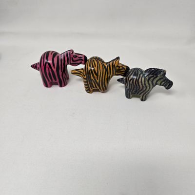 Hand-Painted Soapstone Kenyan Paperweight - Zebra