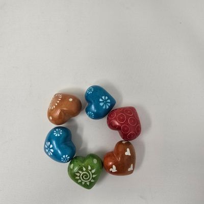Hand-Painted Soapstone Paperweight - Love Heart x 6 - KIPAJI