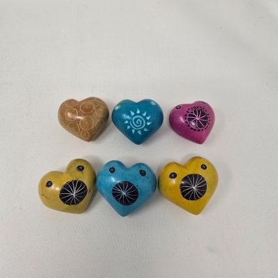Hand-Painted Soapstone Paperweight - Love Heart x 6 - UWEZO