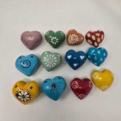 Hand-Painted Soapstone Paperweight - Love Heart x 12 - Sanaa