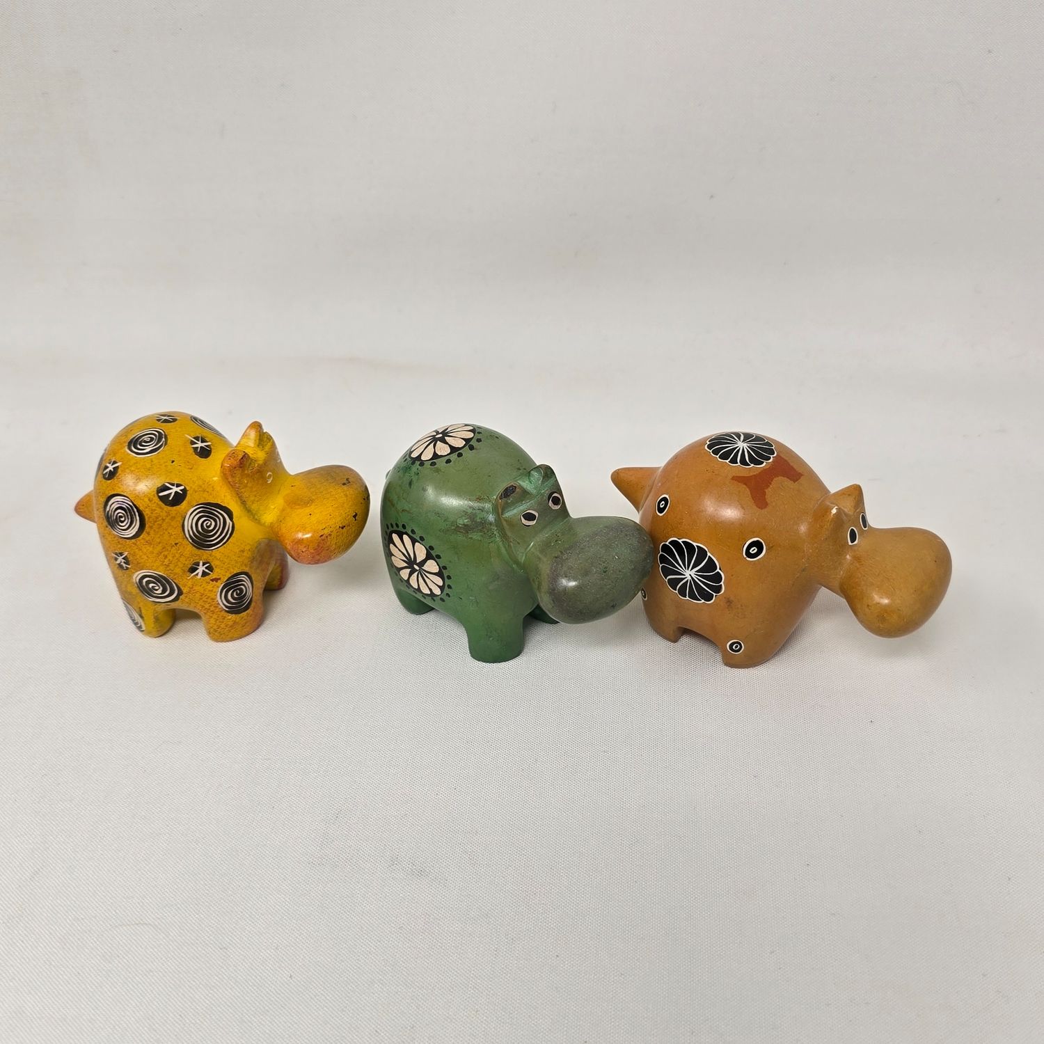 Hand-Painted Soapstone Paperweight - Hippo - Viboko