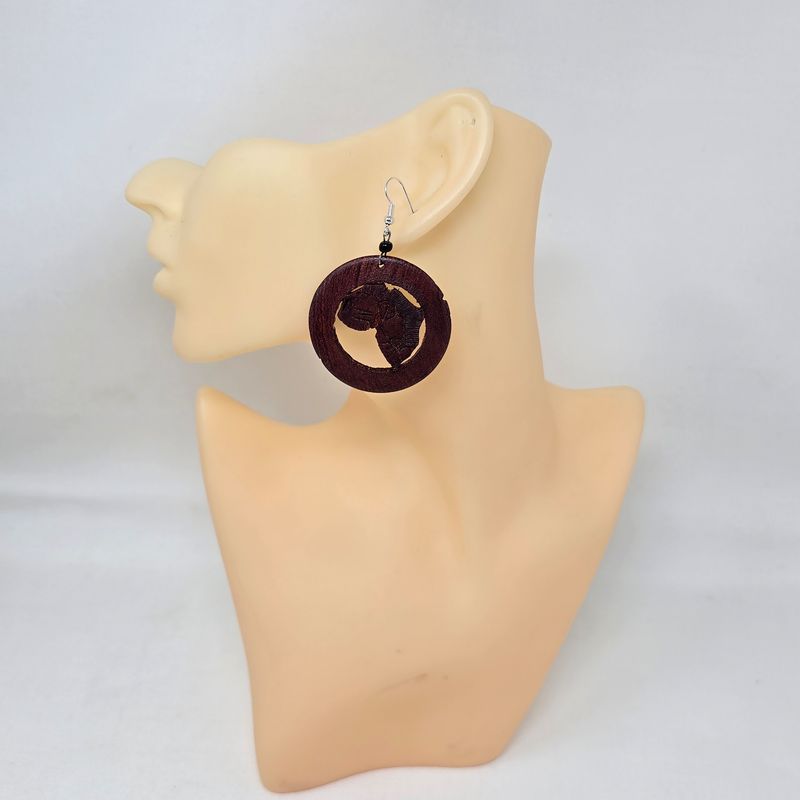 Rose Wood Earrings - Handcrafted - Sikudhani