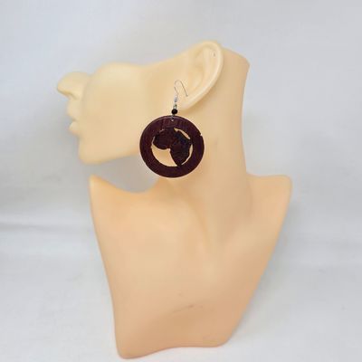 Rose Wood Earrings - Handcrafted - Sikudhani