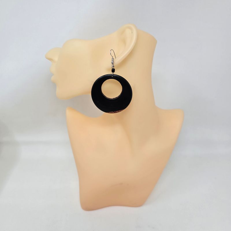 Hand Carved Ebony wood Earrings -  Nula