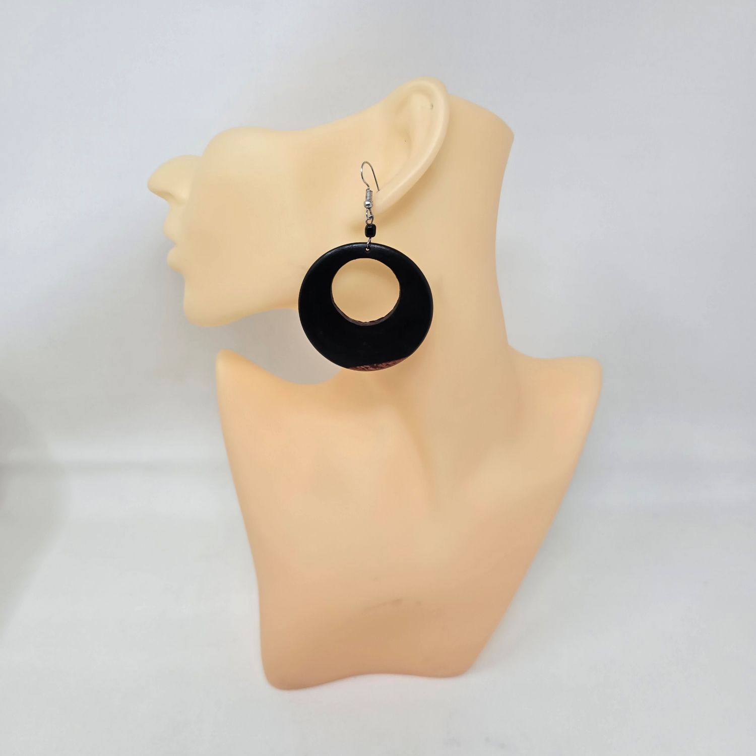 Hand Carved Ebony wood Earrings -  Nula